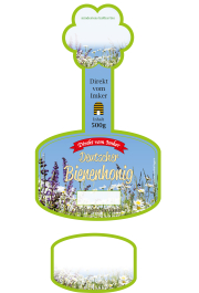 Rütli® Honigglas-Etikett 500 g, Siegel Klee, blau