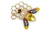 Bienenbrosche "Königin auf Waben"