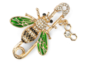 Bienenbrosche "Königin auf Nadel"