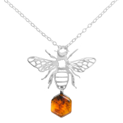 Halskette "Biene mit Bernstein"